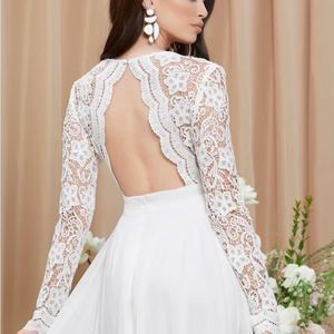 Lulus Awaken My Love White Long Sleeves lace maxi Dress size XL